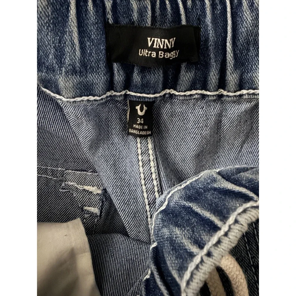 True Religion Vinny Carpenter Jeans Mens 34 Ultra Baggy Drawstring Wide Leg Y2K
